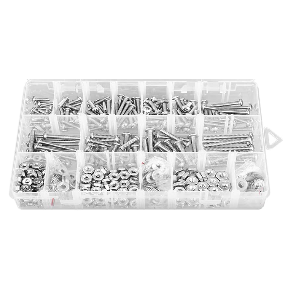 Assorted Pan Head MC Screws & Fasteners - 840 Pack - - Evelyne Bolts®